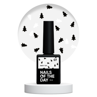 NAILSOFTHEDAY Party top 07 — фінішне покриття для нігтів з чорно-білими ялинками в одному флаконі, без липкого шару, 10 мл